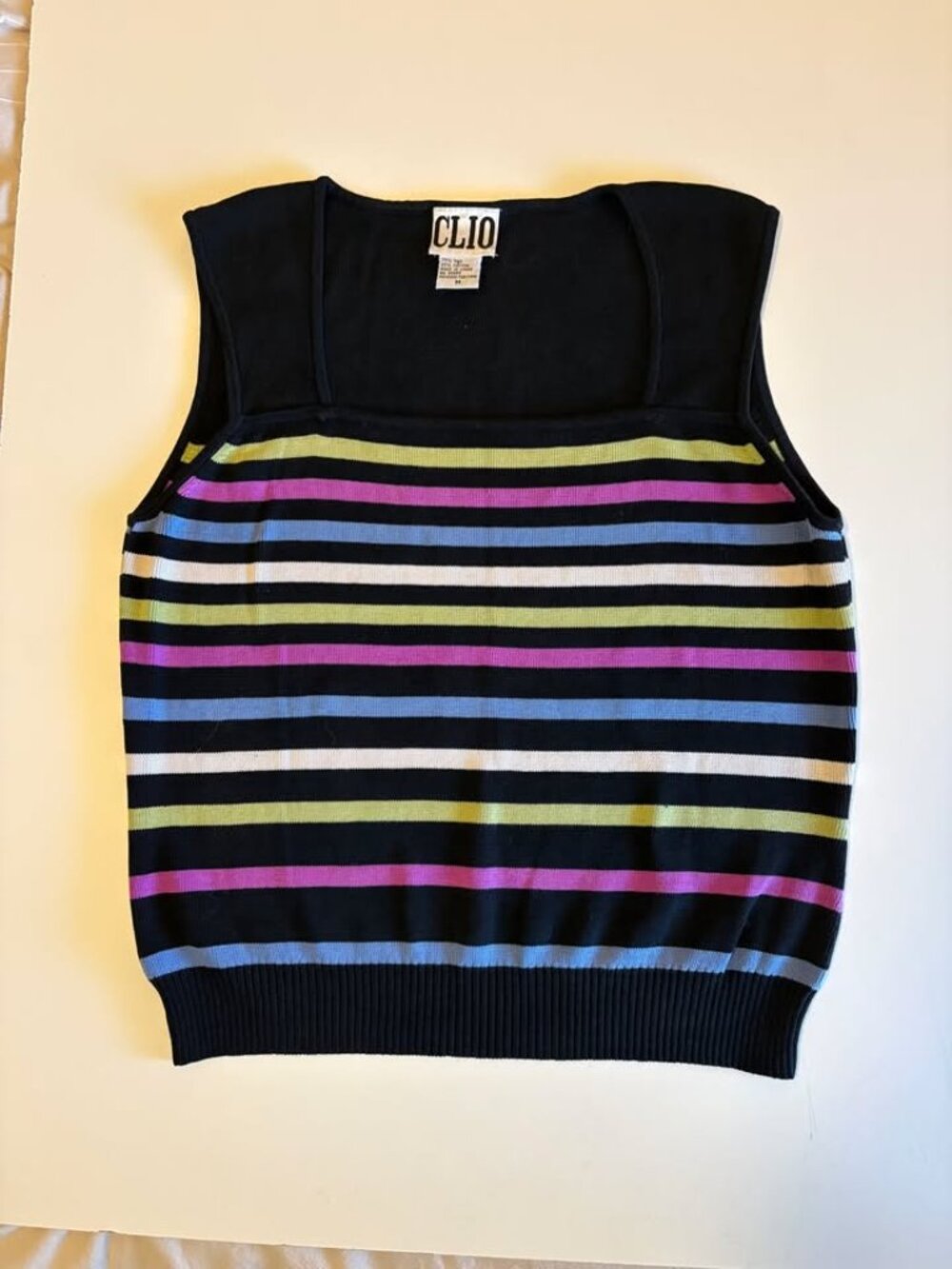 VINTAGE CLIO Striped Short Sleeve Shirt Size Medium